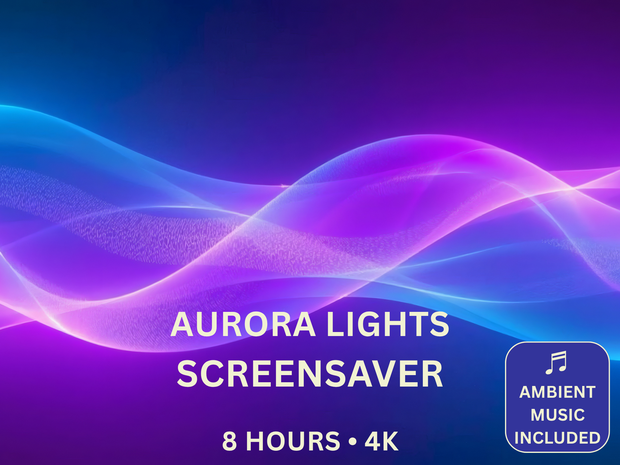 Aurora Lights 8-Hour 4K Screensaver featuring glowing auroras, celestial skies and cosmic ambient visuals