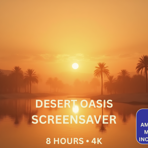 Desert Oasis 4K Screensaver featuring tranquil desert oases, golden sand dunes and original ambient music in stunning Ultra HD.