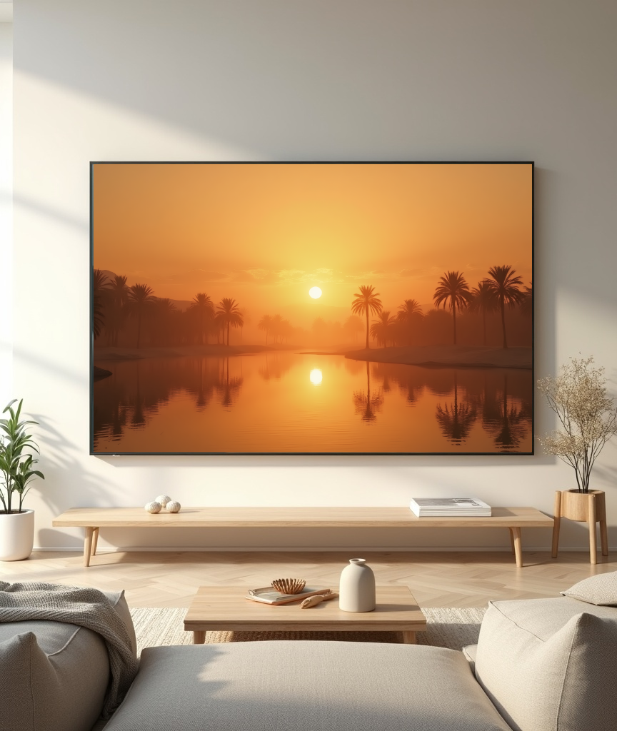 Desert Oases Wallpaper Collection featuring peaceful oasis lakes, golden sand dunes and tranquil desert landscapes for desktop, tablet and mobile devices.