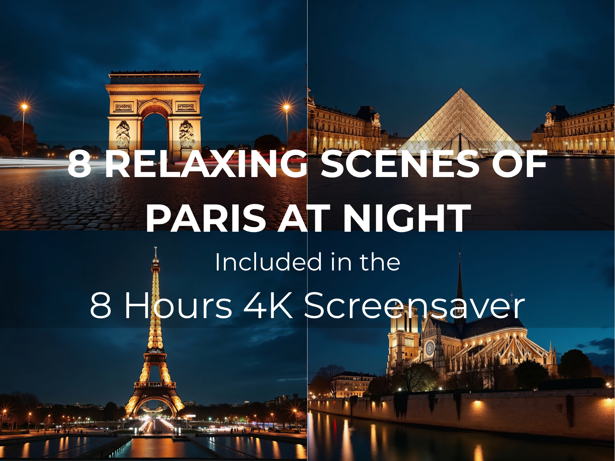 Paris After Dark 8-Hour 4K Screensaver | Famous Paris Landmarks at Night - Image 2