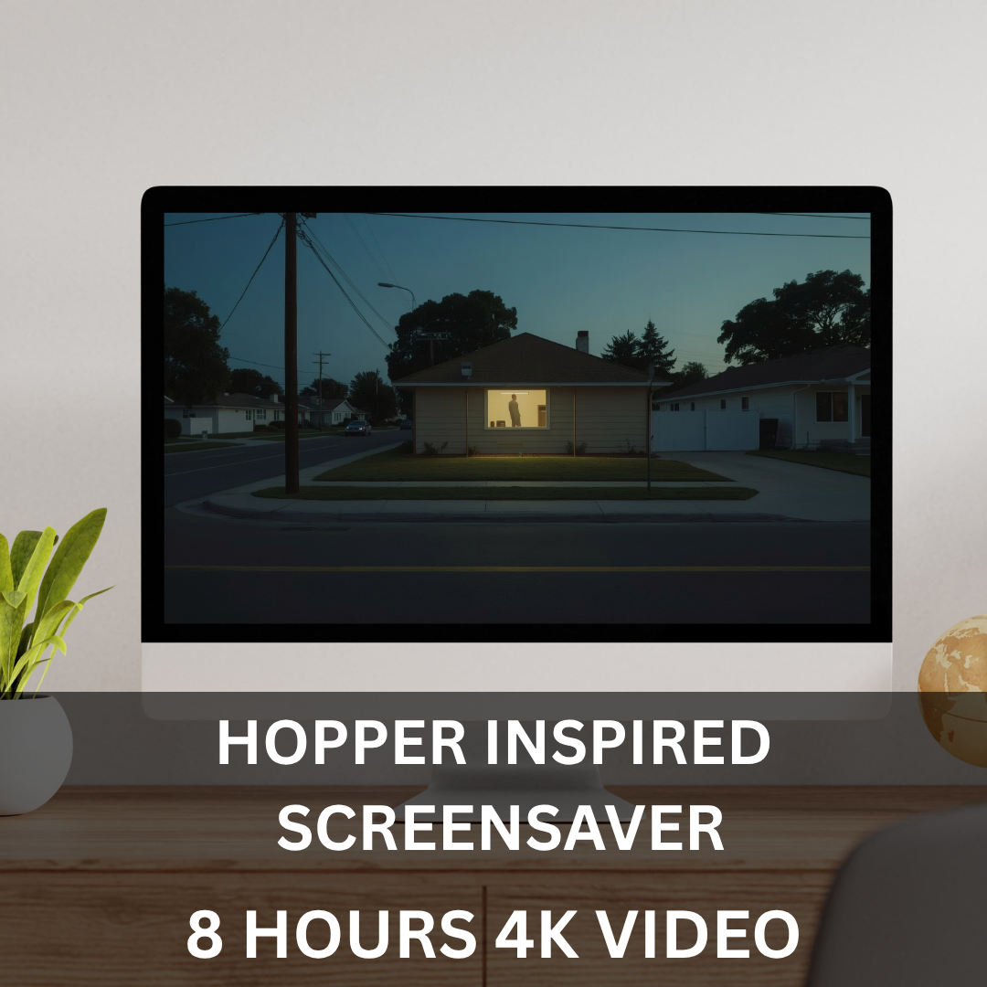 Edward Hopper Inspired 8-Hour 4K Screensaver featuring cinematic city scenes and atmospheric digital artwork
