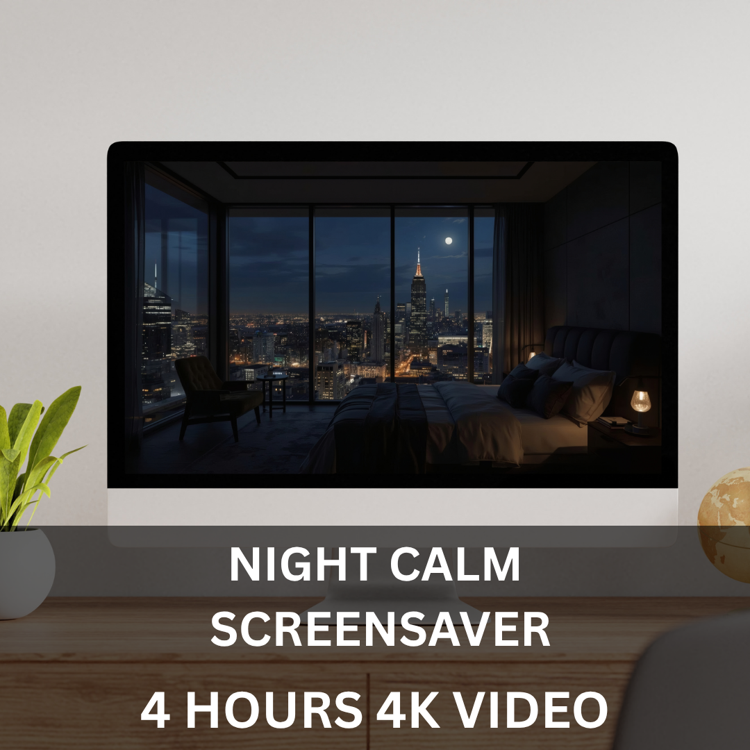 Night Calm 4K Screensaver featuring moonlit landscapes, tranquil lakes, forests and relaxing night scenery