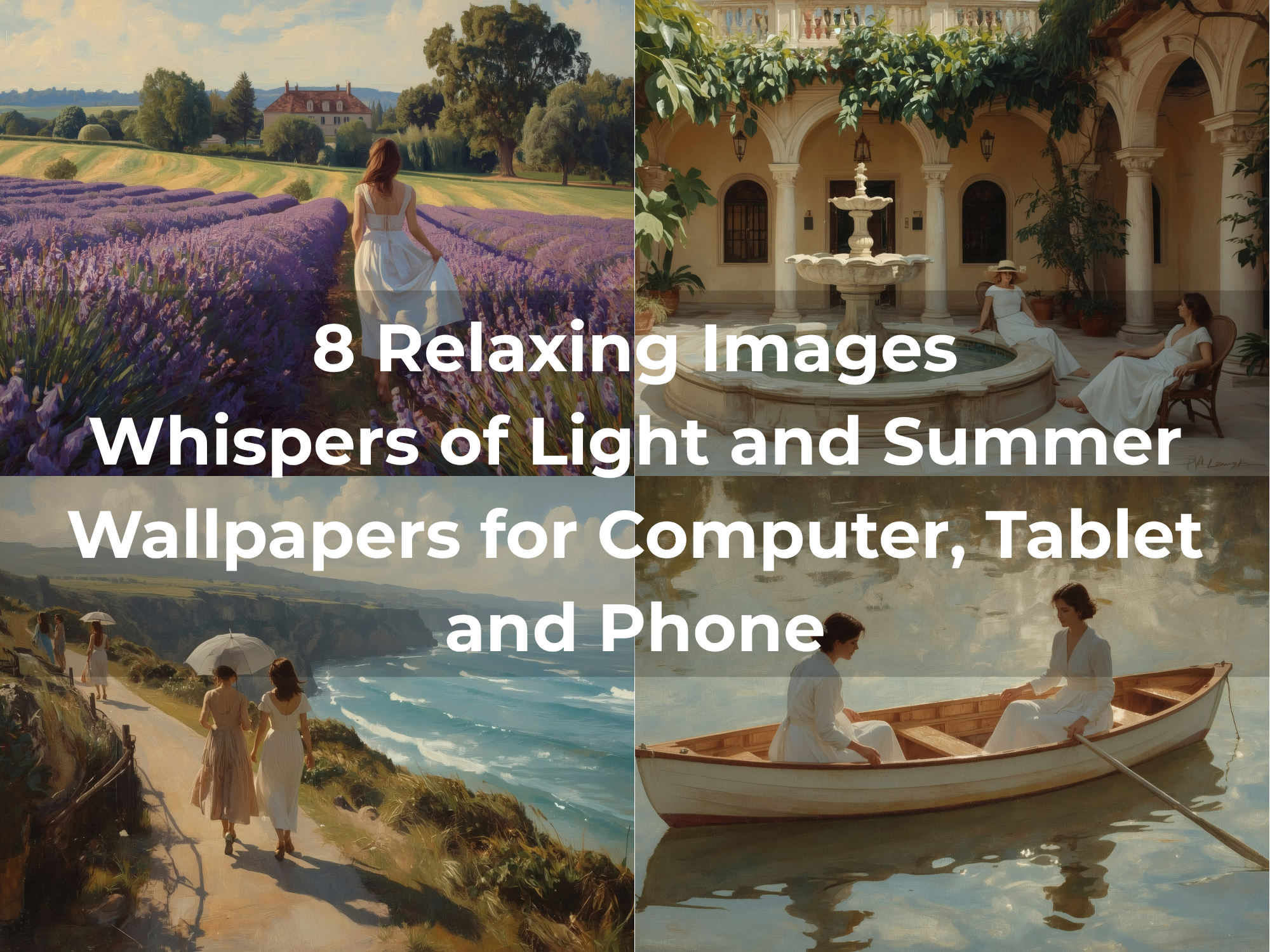 Whispers of Light and Summer wallpapers for desktop tablet and mobile featuring elegant summer landscapes and tranquil artistic scenes