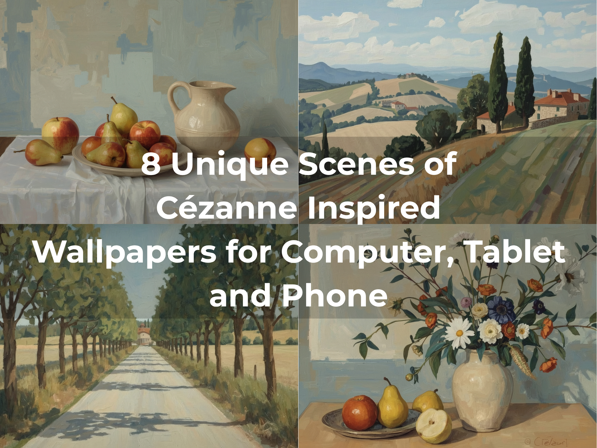 Cézanne Inspired Wallpapers featuring Mediterranean landscapes and still-life artwork for desktop tablet and mobile