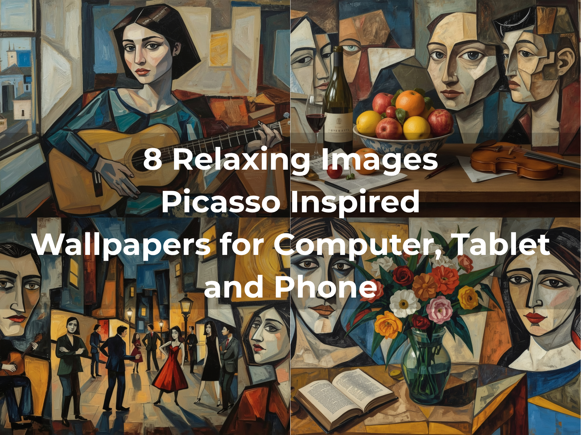 Picasso Inspired Digital Wallpapers Bundle | Cubist Art Wallpapers for Desktop, Tablet & Mobile - Image 2