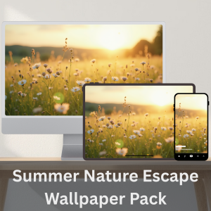 Summer Nature Escape Digital Wallpapers featuring mountain lakes, lavender fields, coastal beaches, meadows and summer landscapes for desktop, tablet and mobile