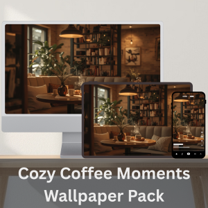 Cozy Coffee Moments Wallpaper Collection featuring cosy café interiors for desktop, tablet and mobile devices