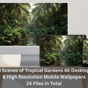 Tropical Gardens Wallpapers featuring lush rainforest waterways, palm trees and tropical garden scenery