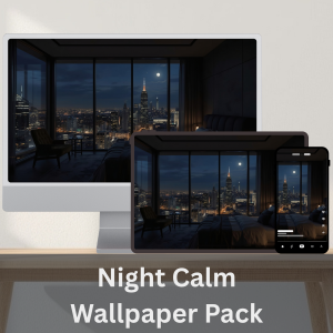 Night Calm Wallpapers collection featuring moonlit landscapes, forest paths, mountain lakes and tranquil night scenes for desktop tablet and mobile