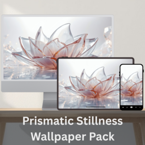 Prismatic Stillness Digital Wallpapers with crystal prisms, soft reflections and pearlescent abstract colours